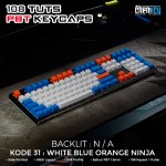 Keycaps White Blue Orange Ninja 108 Tuts PBT OEM